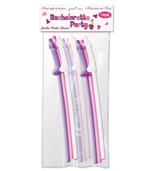 Bachelorette Party Jumbo Flexy Pecker Straws  10 Pack
